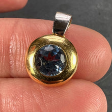 Load image into Gallery viewer, Blue Synthetic Spinel 18K Yellow White Gold Charm Pendant