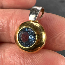 Load image into Gallery viewer, Blue Synthetic Spinel 18K Yellow White Gold Charm Pendant