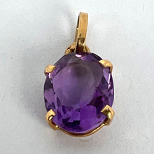 Load image into Gallery viewer, Vintage French 18K Yellow Gold Purple Amethyst Oval Pendant