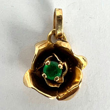 Load image into Gallery viewer, French Rose 18K Yellow Gold Emerald Charm Pendant