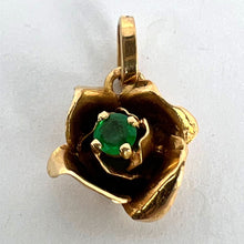 Load image into Gallery viewer, French Rose 18K Yellow Gold Emerald Charm Pendant