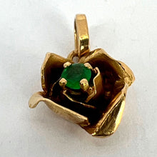 Load image into Gallery viewer, French Rose 18K Yellow Gold Emerald Charm Pendant