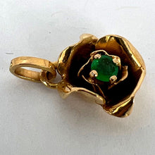 Load image into Gallery viewer, French Rose 18K Yellow Gold Emerald Charm Pendant