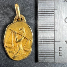 Load image into Gallery viewer, Vintage French Perroud Libra Zodiac 18K Yellow Gold Medal Pendant