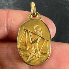 Load image into Gallery viewer, Vintage French Perroud Libra Zodiac 18K Yellow Gold Medal Pendant