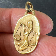 Load image into Gallery viewer, Vintage French Perroud Libra Zodiac 18K Yellow Gold Medal Pendant