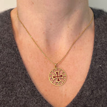 Load image into Gallery viewer, Vintage French 18K Yellow Gold Red Enamel Maltese Cross Medal Charm Pendant