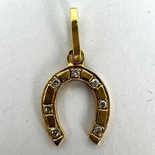 Load image into Gallery viewer, French Lucky Horseshoe 18K Yellow Gold Seven Diamond Charm Pendant