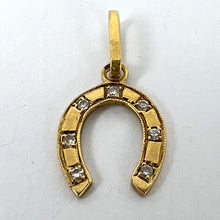 Load image into Gallery viewer, French Lucky Horseshoe 18K Yellow Gold Seven Diamond Charm Pendant
