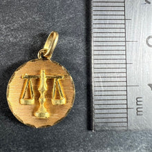 Load image into Gallery viewer, Vintage French Libra Starsign Zodiac 18K Yellow Gold Charm Medal Pendant