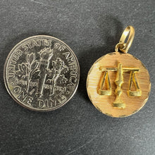 Load image into Gallery viewer, Vintage French Libra Starsign Zodiac 18K Yellow Gold Charm Medal Pendant