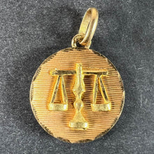 Load image into Gallery viewer, Vintage French Libra Starsign Zodiac 18K Yellow Gold Charm Medal Pendant