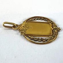 Load image into Gallery viewer, Antique French Shield Flowers Roses Leaves Wreath 18K Yellow Gold Medal Pendant