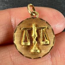 Load image into Gallery viewer, Vintage French Libra Starsign Zodiac 18K Yellow Gold Charm Medal Pendant