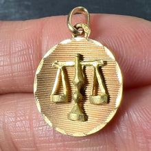 Load image into Gallery viewer, Vintage French Libra Starsign Zodiac 18K Yellow Gold Charm Medal Pendant