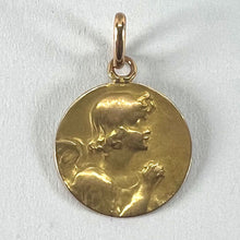 Load image into Gallery viewer, Antique French Robert Angel Praying 18 Karat Yellow Gold Medal Pendant
