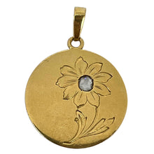 Load image into Gallery viewer, French Daisy Margherite Flower 18 Karat Yellow Gold Diamond Charm Pendant