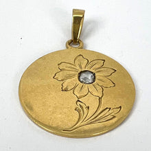 Load image into Gallery viewer, French Daisy Margherite Flower 18 Karat Yellow Gold Diamond Charm Pendant