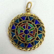Load image into Gallery viewer, French Window Plique A Jour Enamel 18K Yellow Gold Pendant Medal