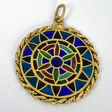 Load image into Gallery viewer, French Window Plique A Jour Enamel 18K Yellow Gold Pendant Medal