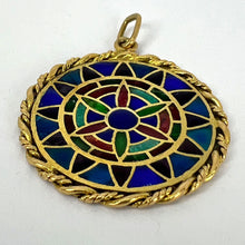 Load image into Gallery viewer, French Window Plique A Jour Enamel 18K Yellow Gold Pendant Medal