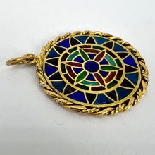 Load image into Gallery viewer, French Window Plique A Jour Enamel 18K Yellow Gold Pendant Medal