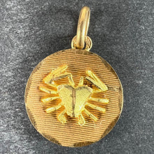 Load image into Gallery viewer, Vintage French Cancer Starsign Zodiac 18K Yellow Gold Charm Medal Pendant