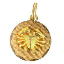 Load image into Gallery viewer, Vintage French Cancer Starsign Zodiac 18K Yellow Gold Charm Medal Pendant
