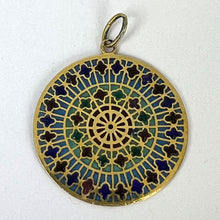 Load image into Gallery viewer, French Window Plique A Jour Enamel 18K Yellow Gold Pendant Medal