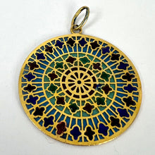Load image into Gallery viewer, French Window Plique A Jour Enamel 18K Yellow Gold Pendant Medal