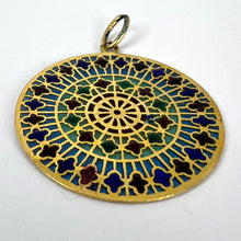 Load image into Gallery viewer, French Window Plique A Jour Enamel 18K Yellow Gold Pendant Medal