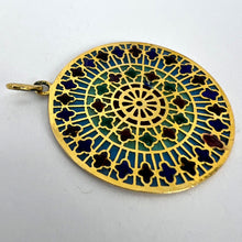 Load image into Gallery viewer, French Window Plique A Jour Enamel 18K Yellow Gold Pendant Medal