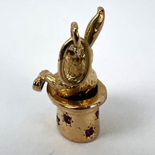 Load image into Gallery viewer, French Rabbit Heart Magician Hat 18K Yellow Gold Ruby Charm Pendant