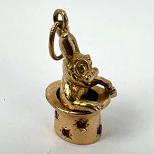 Load image into Gallery viewer, French Rabbit Heart Magician Hat 18K Yellow Gold Ruby Charm Pendant