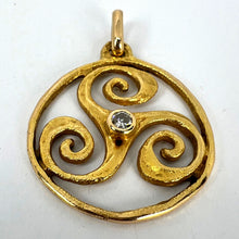Load image into Gallery viewer, French Pierre Toulhart Triskel Triskelion 18K Yellow Gold Diamond Pendant