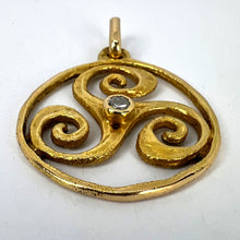 Load image into Gallery viewer, French Pierre Toulhart Triskel Triskelion 18K Yellow Gold Diamond Pendant