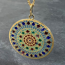 Load image into Gallery viewer, French Window Plique A Jour Enamel 18K Yellow Gold Pendant Medal