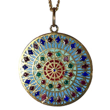 Load image into Gallery viewer, French Window Plique A Jour Enamel 18K Yellow Gold Pendant Medal