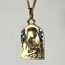 Load image into Gallery viewer, French Madonna and Child Plique A Jour Enamel 18K Yellow Gold Charm Pendant
