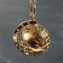 Load image into Gallery viewer, World Globe Italy 18K Yellow Gold Imitiation Pearl Charm Pendant
