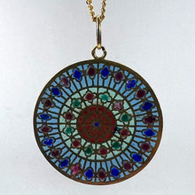 Load image into Gallery viewer, French Window Plique A Jour Enamel 18K Yellow Gold Pendant Medal