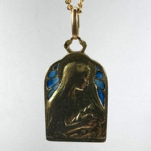 Load image into Gallery viewer, French Madonna and Child Plique A Jour Enamel 18K Yellow Gold Charm Pendant