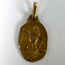 Load image into Gallery viewer, Vintage French Perroud Libra Zodiac 18K Yellow Gold Medal Pendant