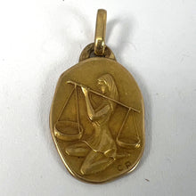 Load image into Gallery viewer, Vintage French Perroud Libra Zodiac 18K Yellow Gold Medal Pendant