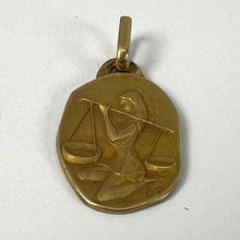 Load image into Gallery viewer, Vintage French Perroud Libra Zodiac 18K Yellow Gold Medal Pendant