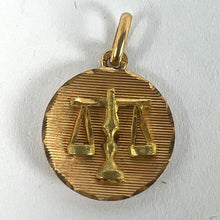 Load image into Gallery viewer, Vintage French Libra Starsign Zodiac 18K Yellow Gold Charm Medal Pendant