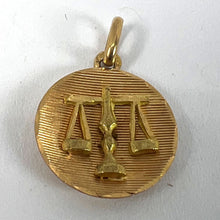 Load image into Gallery viewer, Vintage French Libra Starsign Zodiac 18K Yellow Gold Charm Medal Pendant