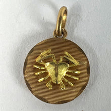 Load image into Gallery viewer, Vintage French Cancer Starsign Zodiac 18K Yellow Gold Charm Medal Pendant