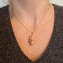 Load image into Gallery viewer, French Rabbit Heart Magician Hat 18K Yellow Gold Ruby Charm Pendant
