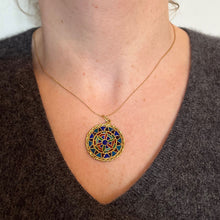 Load image into Gallery viewer, French Window Plique A Jour Enamel 18K Yellow Gold Pendant Medal